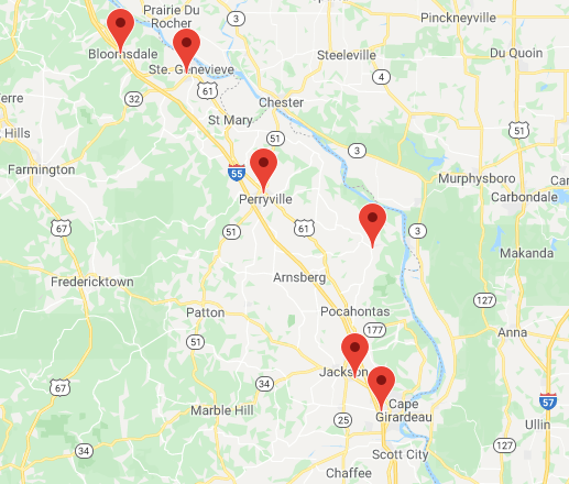 [Map of locations]